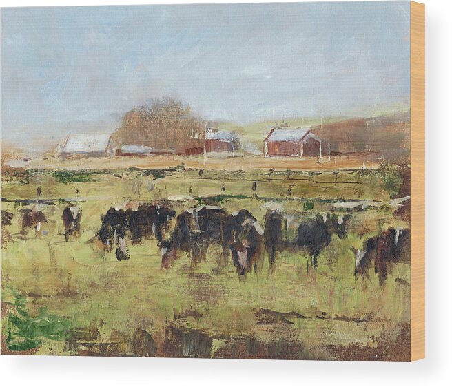 Landscapes Wood Print featuring the painting Out To Pasture II #1 by Ethan Harper
