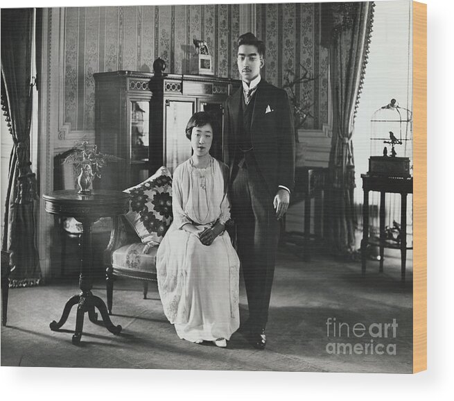 People Wood Print featuring the photograph Prince Hirohito And Princess Nagato #1 by Bettmann