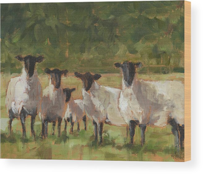 Animals Wood Print featuring the painting Sheep Family II #1 by Ethan Harper
