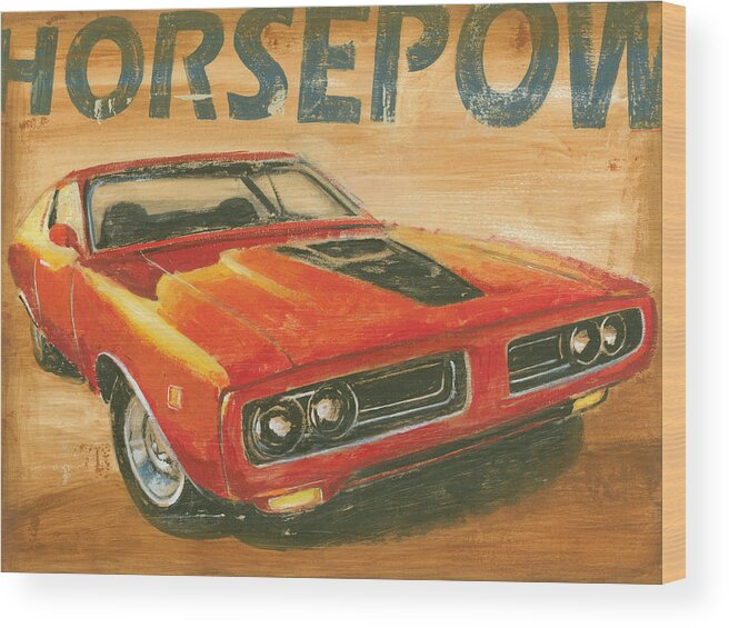 Transportation Wood Print featuring the painting Vintage Muscle I #1 by Ethan Harper