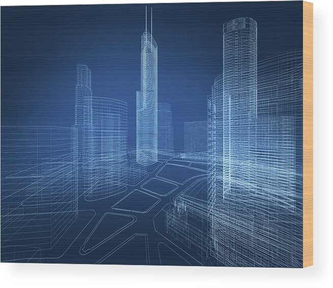 Plan Wood Print featuring the photograph 3d Architecture Abstract by Nadla