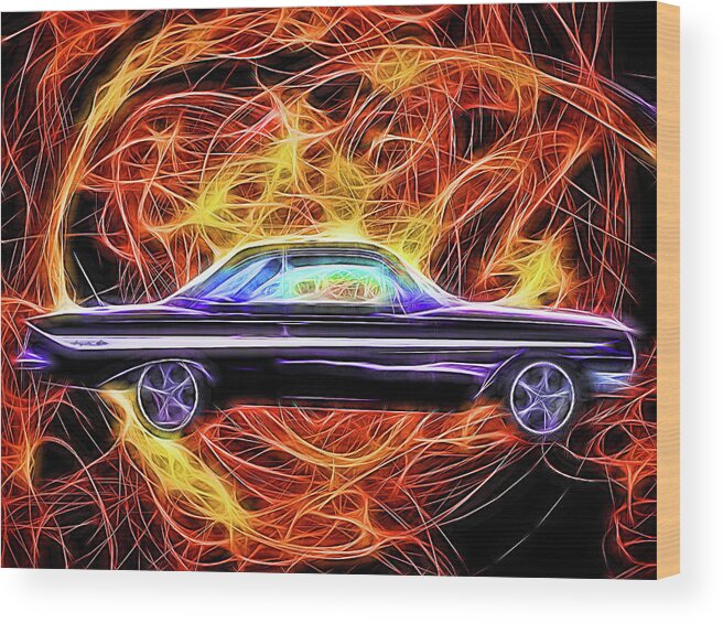 Classic Cars Wood Print featuring the digital art 1961 Chevy Impala by Rick Wicker