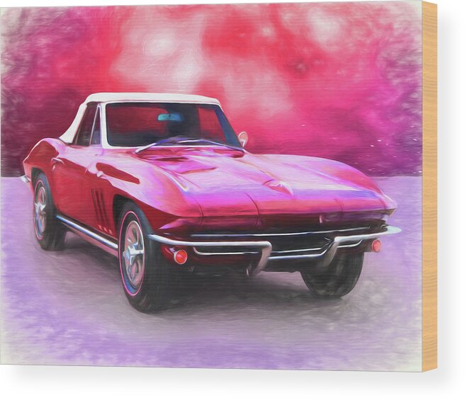 1965 Corvette Wood Print featuring the digital art 1965 Red Vette by Rick Wicker