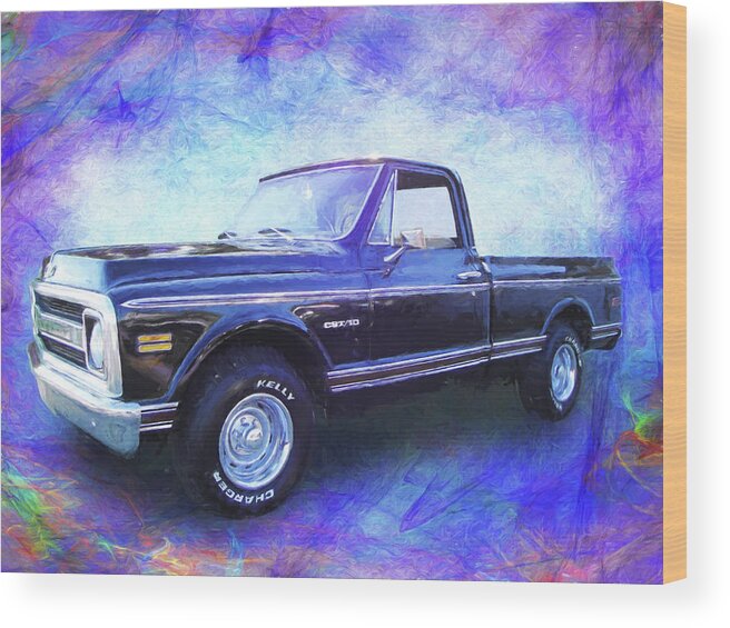 Classic Cars Wood Print featuring the digital art 1970 Chevy C10 Pickup Truck by Rick Wicker