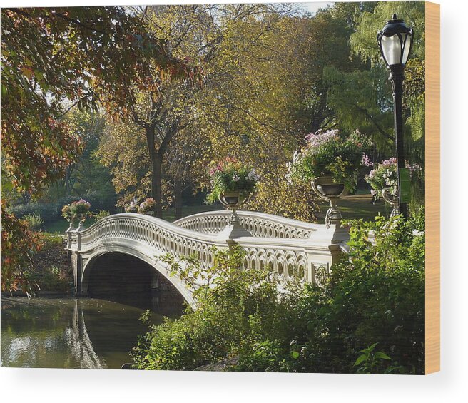 Bow Bridge Wood Print featuring the photograph Bow Bridge Central Park by Patricia Caron