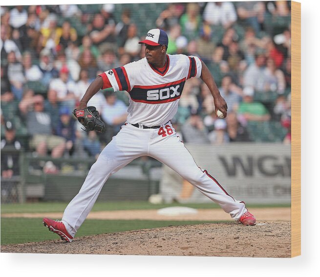 American League Baseball Wood Print featuring the photograph Cleveland Indians V Chicago White Sox by Jonathan Daniel