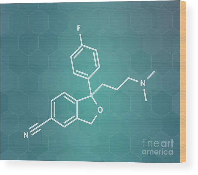 Citalopram Wood Print featuring the photograph Citalopram Anti-depressant Drug #3 by Molekuul/science Photo Library