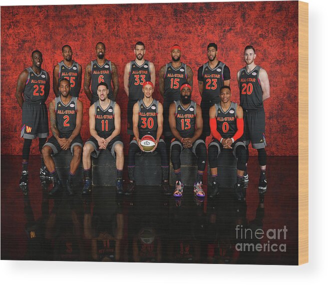 The 2017 Western Conference All-stars Wood Print featuring the photograph Nba All-star Portraits 2017 by Jesse D. Garrabrant