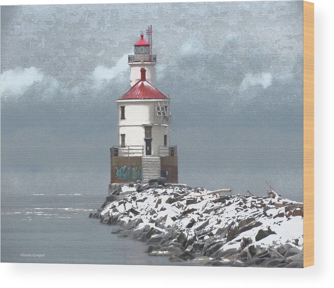 Lighthouse Wood Print featuring the photograph Wisconsin Point Lighthouse #3 by Alison Gimpel