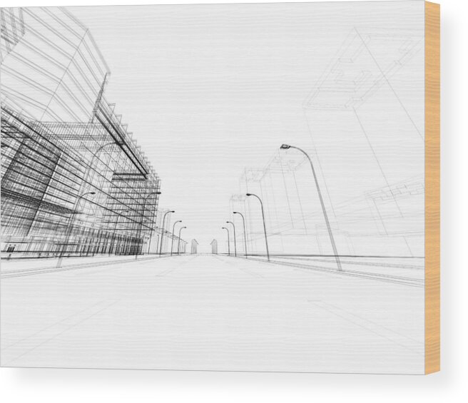 Three Dimensional Wood Print featuring the photograph 3d Architecture Abstract #4 by Nadla