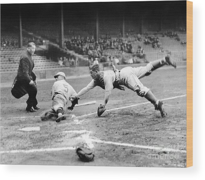 Catching Wood Print featuring the photograph National Baseball Hall Of Fame Library #82 by National Baseball Hall Of Fame Library