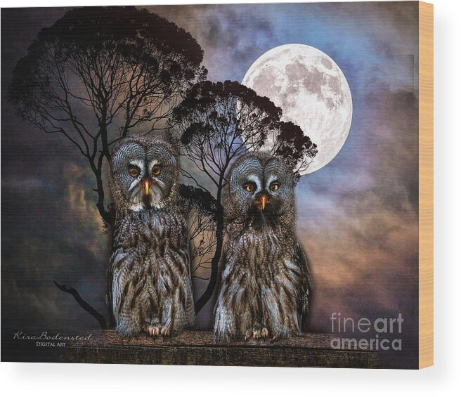 Night Wood Print featuring the photograph A perfect night for romance by Kira Bodensted