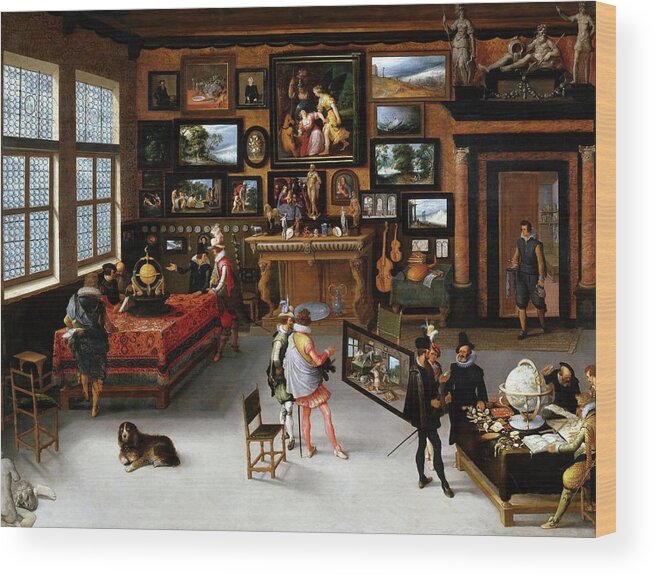 Stalbent Adriaen Van Wood Print featuring the painting Adriaen van Stalbent / 'The Arts and Sciences', ca. 1650, Flemish School, Oil on panel. by Adriaan van Stalbemt -1580-1662-