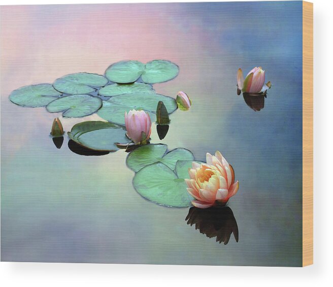 Lilies Wood Print featuring the photograph Afloat by Jessica Jenney