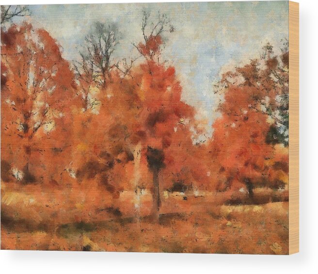 Fall Wood Print featuring the mixed media Afternoon in the Cemetery I by Christopher Reed