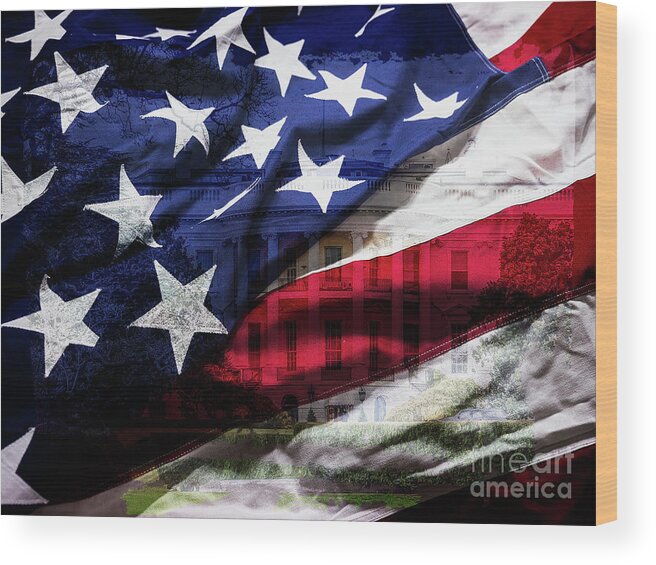 Flag Wood Print featuring the photograph American White House by Scott and Dixie Wiley
