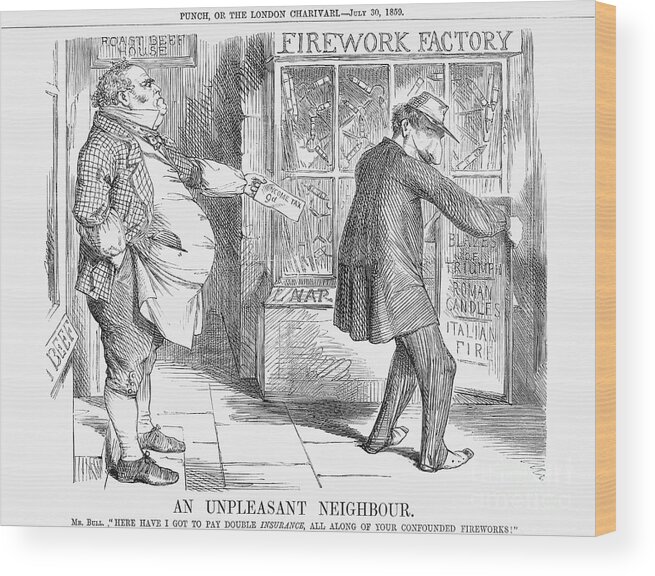 Engraving Wood Print featuring the drawing An Unpleasant Neighbour, 1859 by Print Collector