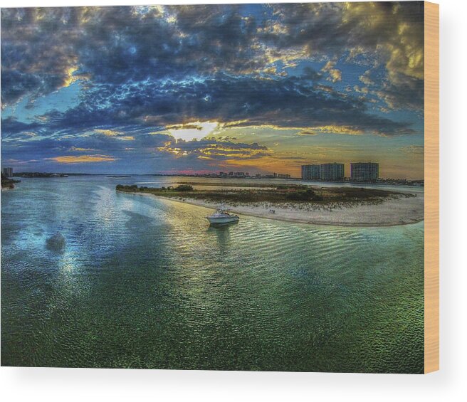 Alabama Wood Print featuring the photograph Anchored Off Bird Island by Michael Thomas