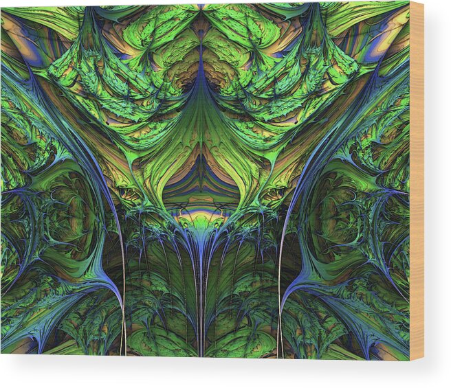 Fractal Wood Print featuring the digital art The Green Man by Bernie Sirelson