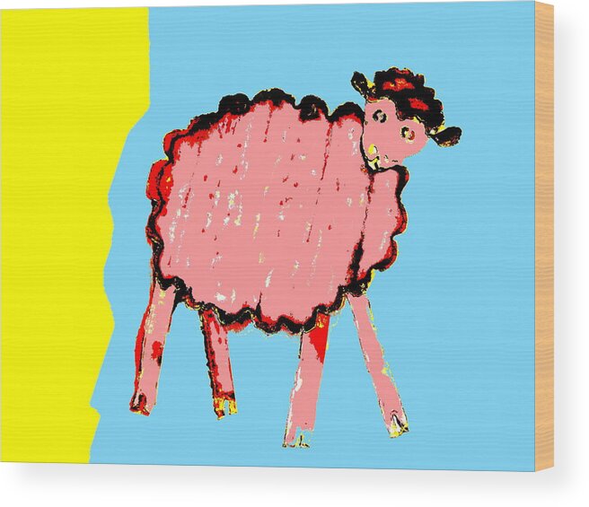 Pop Art Wood Print featuring the photograph Bah Bah Aussie Sheep - Pink by Lexa Harpell