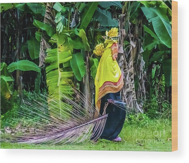 Banana Wood Print featuring the photograph Banana harvest, Zanzibar, Tanzania by Lyl Dil Creations