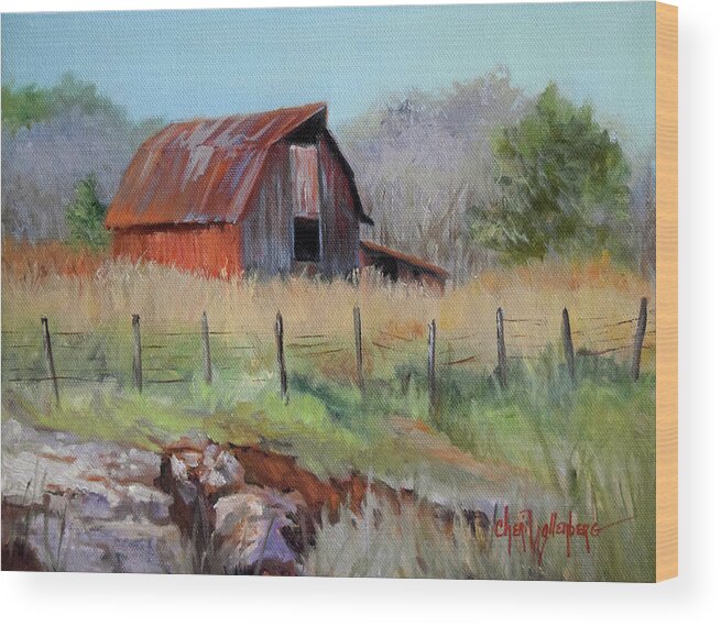 Barn Wood Print featuring the painting Barn At Bella Vista Arkansas by Cheri Wollenberg