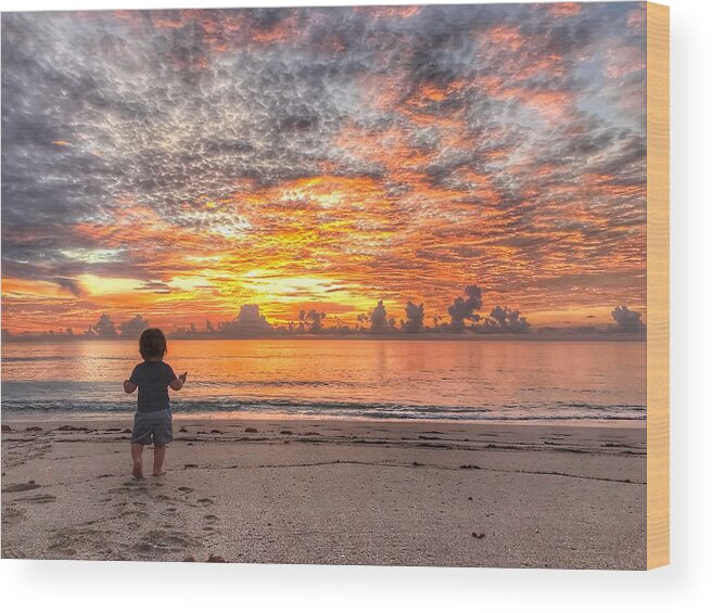 Florida Wood Print featuring the photograph Beach Baby Sunrise 2 Delray Beach Florida by Lawrence S Richardson Jr