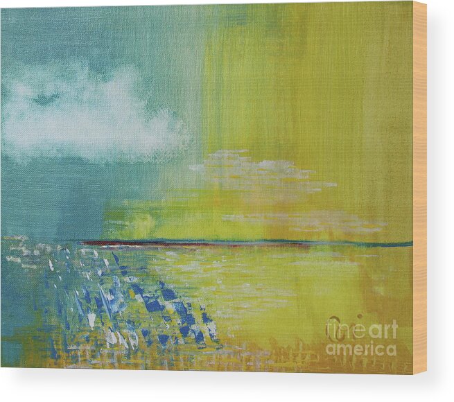 Ocean Wood Print featuring the painting Beautiful Day by Corinne Carroll