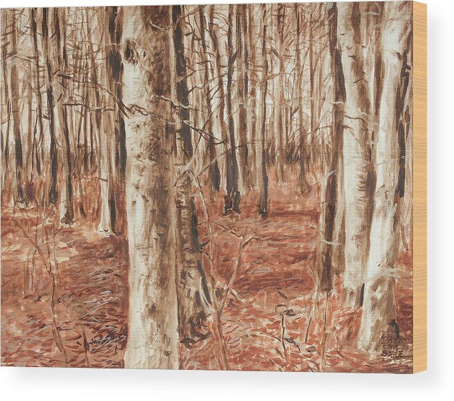 Beech Forest Wood Print featuring the painting Beech Forest by Hans Egil Saele