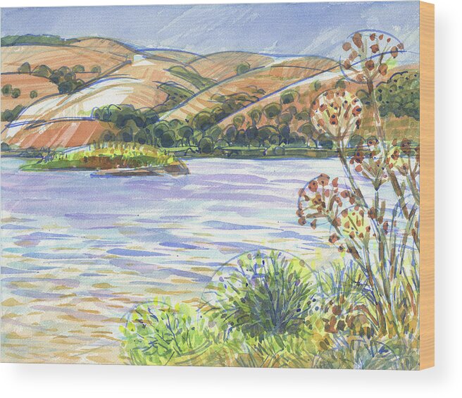 Benicia Wood Print featuring the painting Benicia, Across the Strait by Judith Kunzle
