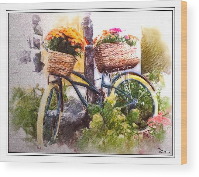 Bike Wood Print featuring the photograph Bicycles and Bouquets by Peggy Dietz