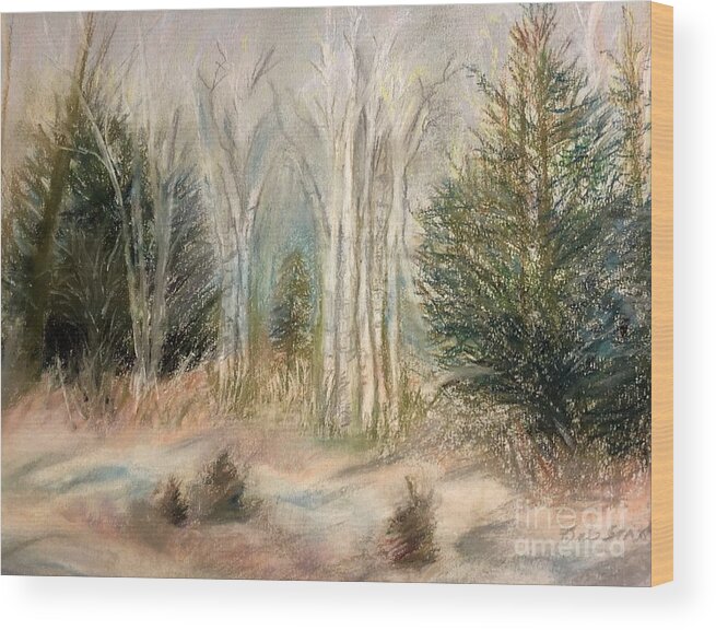 Birch Wood Print featuring the painting Foggy Birch by Deb Stroh-Larson