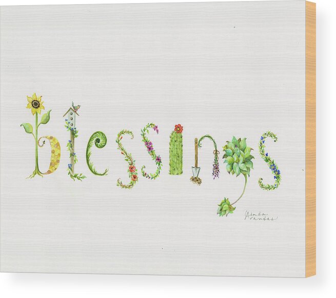 Blessings Wood Print featuring the mixed media Blessings by Linda Arandas