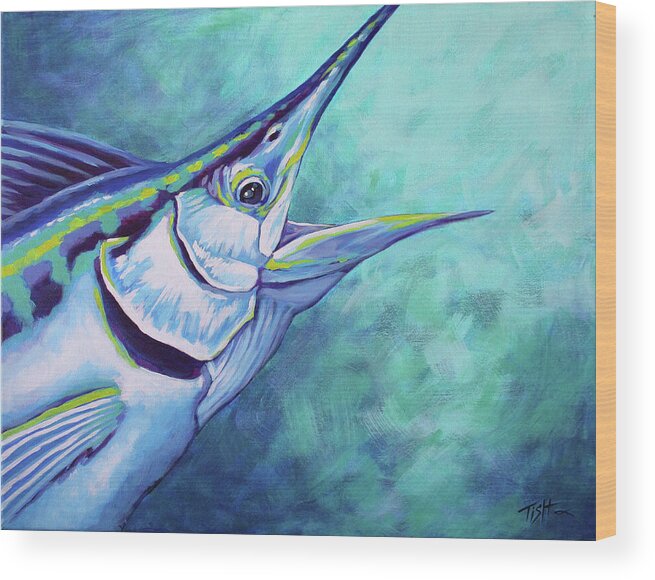 Blue Marlin Wood Print featuring the painting Blue Marlin by Tish Wynne