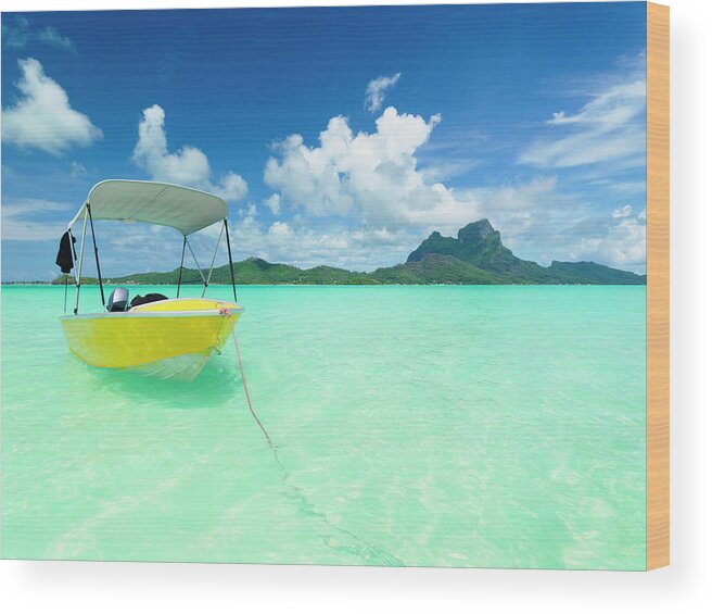 Motorboat Wood Print featuring the photograph Bora-bora Lagoon Motor Boat by Mlenny