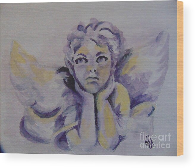 Angel Wood Print featuring the painting Bradyn's Angel by Saundra Johnson