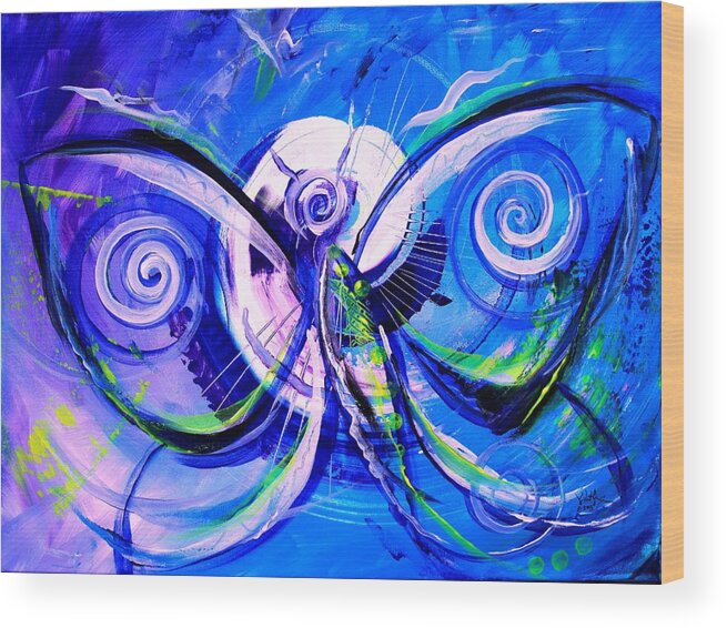 Butterfly Wood Print featuring the painting Butterfly Blue Violet by J Vincent Scarpace