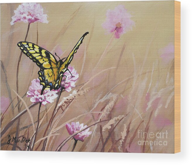 Butterfly Wood Print featuring the painting Butterfly Meadow - Part 1 by Joe Mandrick