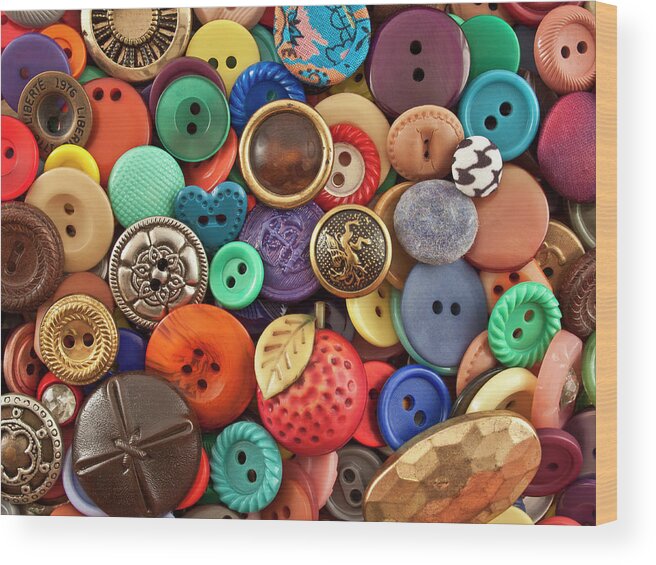 Large Group Of Objects Wood Print featuring the photograph Buttons by Jeff Suhanick