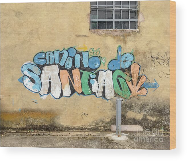 Camino De Santiago Wood Print featuring the photograph Camino de Santiago graffiti b3 by Ben Massiot