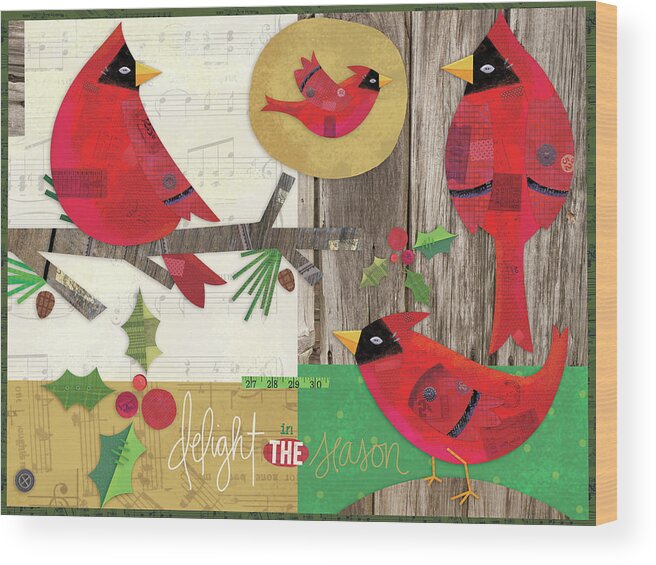 Cardinals 1 Wood Print featuring the digital art Cardinals 1 by Holli Conger