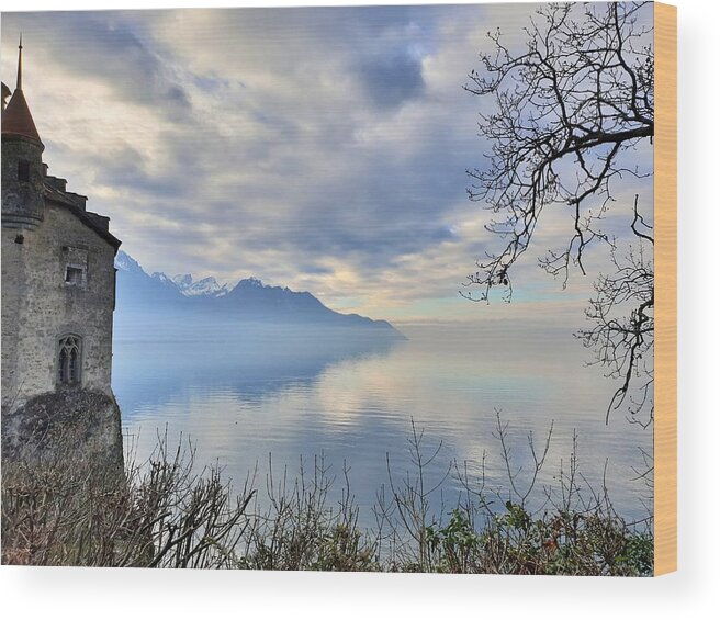 Geneva Wood Print featuring the photograph Castle on Lake Geneva by Andrea Whitaker