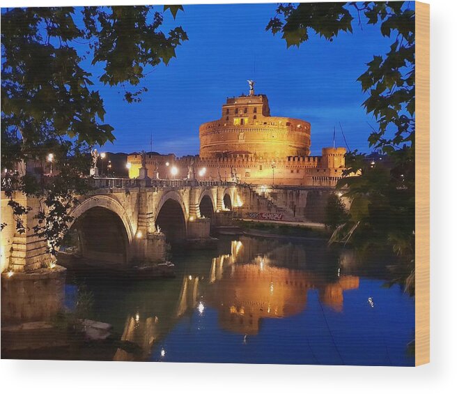 Rome Wood Print featuring the photograph Castle Reflection by Andrea Whitaker