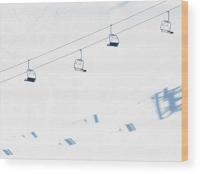 Shadow Wood Print featuring the photograph Chairlift And Ski Piste by Georgeclerk