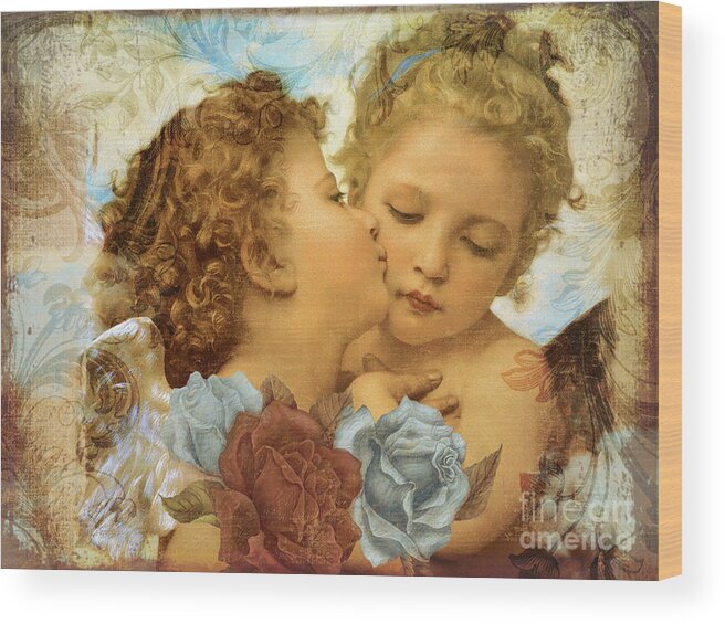 Angels Wood Print featuring the painting Cherubs I by Mindy Sommers