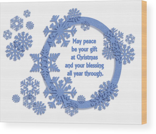 Christmas Greeting Wood Print featuring the digital art Christmas - May Peace Be Your Gift by Leslie Montgomery