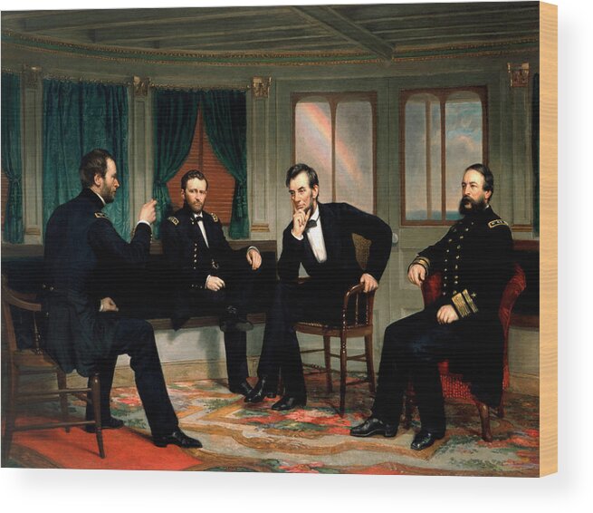 Civil War Wood Print featuring the painting Civil War Union Leaders - The Peacemakers - George P.A. Healy by War Is Hell Store