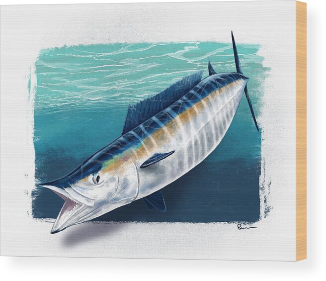 Wahoo Wood Print featuring the digital art Close Call by Kevin Putman