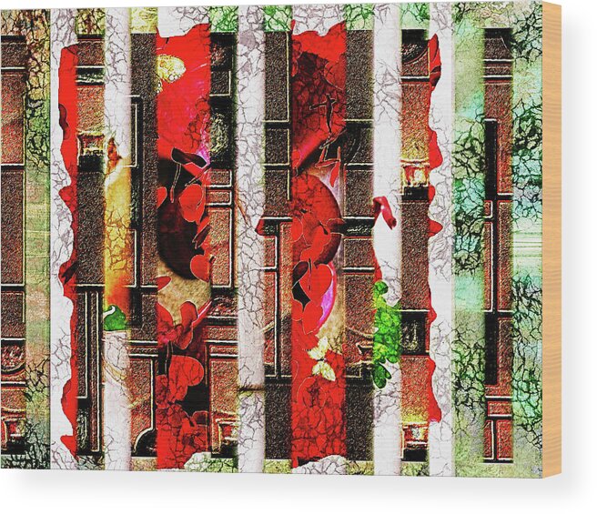 Abstract Window Wall Art Wood Print featuring the mixed media Colored Windows by Paula Ayers