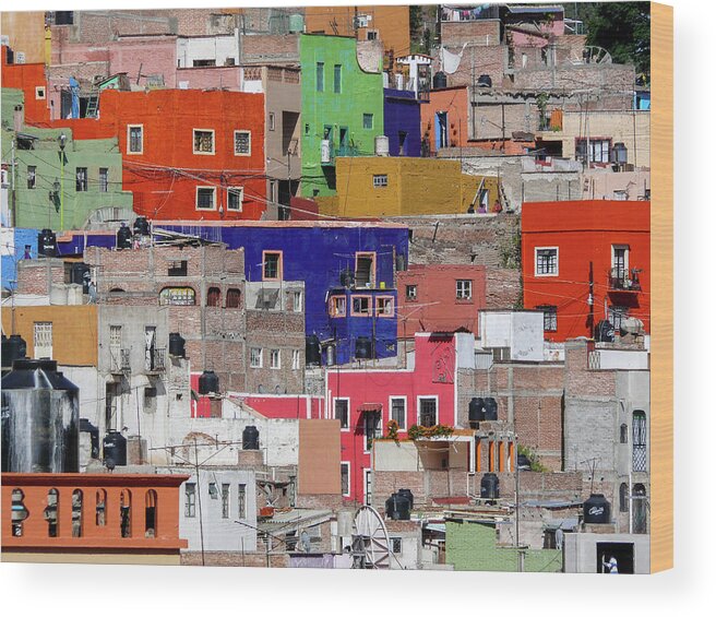 Outdoors Wood Print featuring the photograph Colourful Houses, Guanajuato, Mexico by Photograph By Andrew Griffiths
